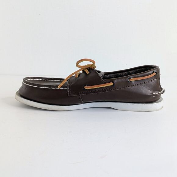 Sperry Boat Shoes EU 37.5 Brown Leather Original 2 Eye Lace Up Flats Round Toe - Picture 6 of 13